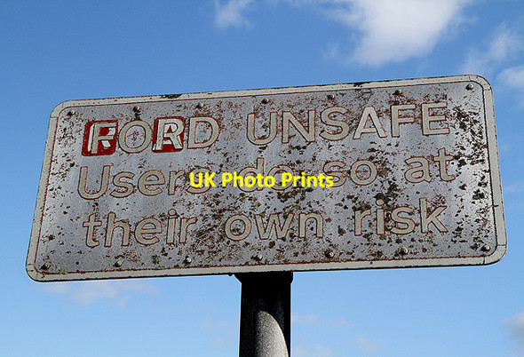 Photo 6"x4" A ford unsafe sign by the Gala Water at Watherston Craigend\/NT4545 c2012
