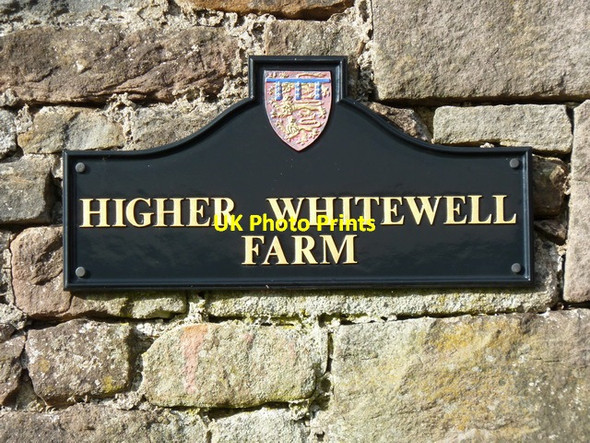 Photo 6"x4" Higher Whitewell Farm, Name plaque Whitewell\/SD6546 c2012