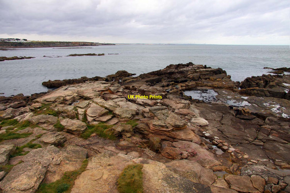 Photo 6"x4" Rocky shoreline on St Mary's Island Whitley Sands c2011