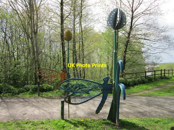 Photo 6"x4" Butterfly sculptures at Anderton Nature Park Northwich c2012