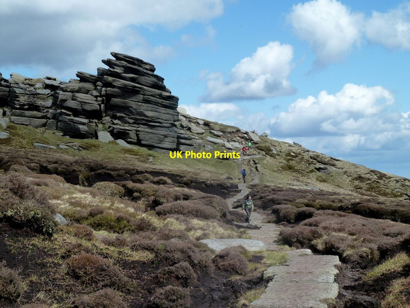 Photo 6"x4" Moorland path passing a rock outcrop Upper Booth c2012
