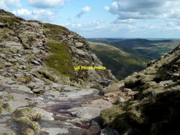 Photo 6"x4" Path crossing the head of Crowden Clough Upper Booth c2012