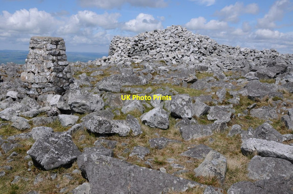 Photo 6"x4" Trig point and cairn - Garreg Lwyd Rhosaman c2012