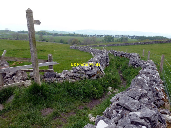 Photo 6"x4" Walled footpath to Great Shacklow Wood Sheldon\/SK1768 c2012