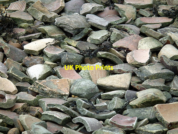 Photo 6"x4" Pottery debris on the beach Lower Hamworthy c2012