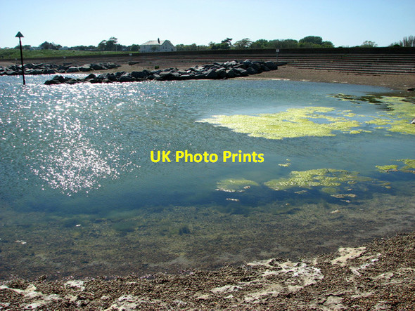 Photo 6"x4" Lagoons surrounding Felixstowe Ferry groynes Felixstowe c2012
