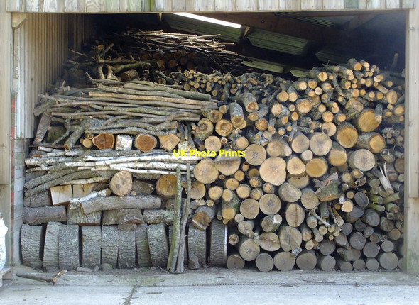 Photo 6"x4" Stack of logs at Follies Farm, Tugley Highstreet Green\/SU9835 c2012