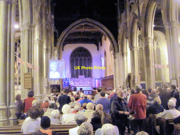 Photo 6"x4" Watching the Queen in Tring Church after lighting the Jubilee Beacon Tring c2012