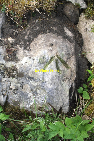 Photo 6"x4" Benchmark on boulder opposite junction with Dales Way Oughtershaw c2012