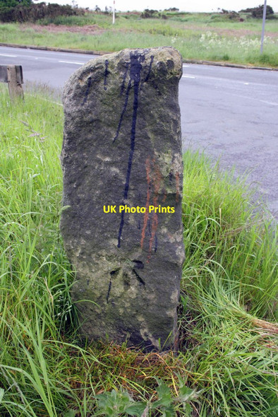 Photo 6"x4" Benchmarked stone at Bingley Road junction Baildon c2012