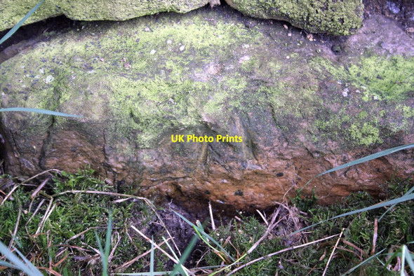Photo 6"x4" Benchmark on base of wall at Hope Gate Baildon c2012