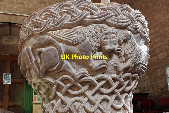 Photo 6"x4" A winged lion (St Mark) on the Castle Frome font Castle Frome c2012