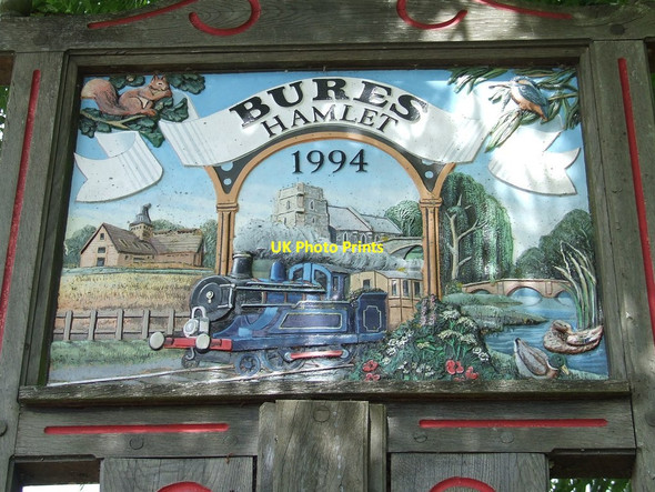 Photo 6"x4" Bures Village Sign Bures c2012