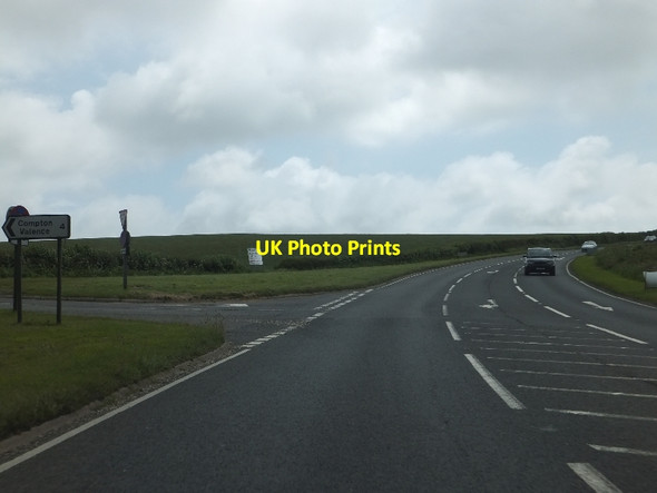 Photo 6"x4" A35 junction on Lambert's Hill Winterbourne Steepleton c2012