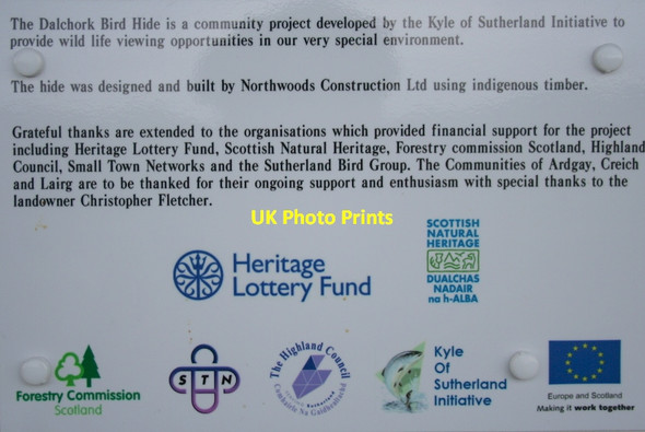Photo 6"x4" Plaque at Dalchork bird hide Tirryside c2012