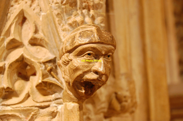 Photo 6"x4" Carved head, Lincoln Cathedral Lincoln c2012
