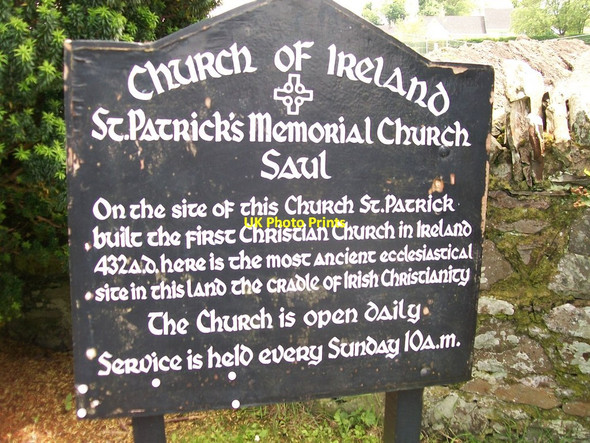 Photo 6"x4" Information board at St Patrick's Memorial Church, Saul Saul\/J5046 c2012