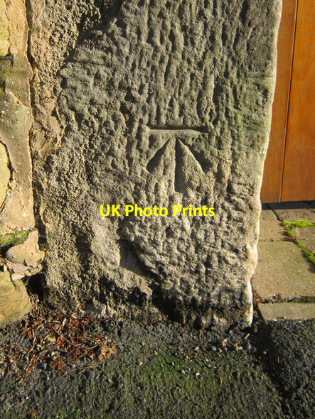 Photo 6"x4" Bench mark outside Pendre Cottage Mold\/Yr Wyddgrug c2012