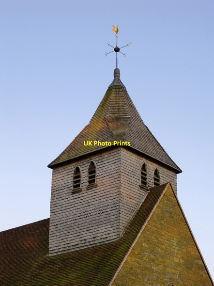 Photo 6"x4" Shingled bellcote and spire, Dunsfold church Dunsfold Green c2012
