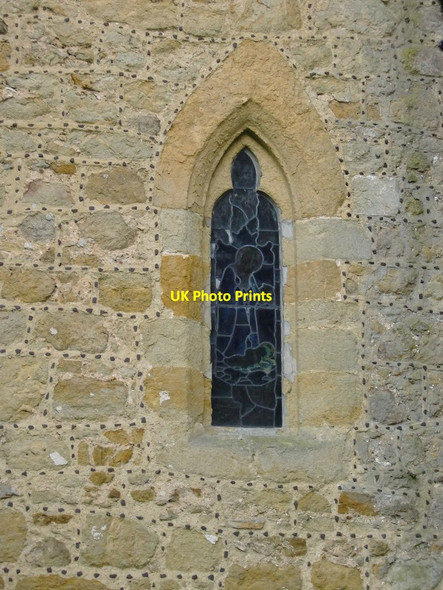 Photo 6"x4" Window and galleted wall, Dunsfold church Dunsfold Green c2012