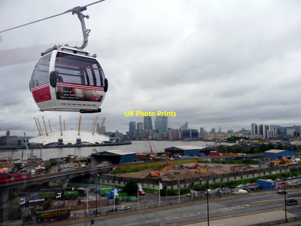 Photo 6"x4" DLR and O2 Centre from Cable Car across The Thames Poplar\/TQ3780 c2012 P1