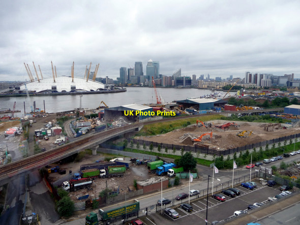 Photo 6"x4" DLR and O2 Centre from Cable Car across The Thames Poplar\/TQ3780 c2012 P2
