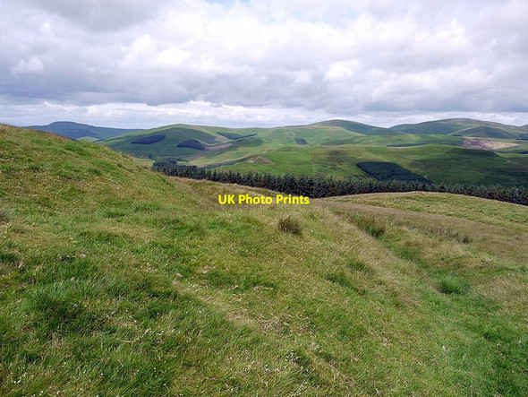 Photo 6"x4" North-east side of Camp Hills hillfort Sourhope c2012