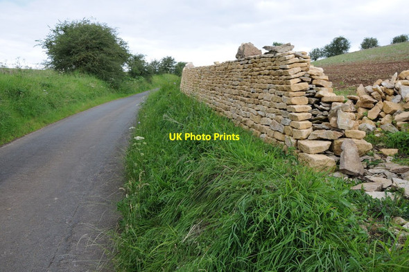 Photo 6"x4" Dry stone wall under construction Condicote c2012