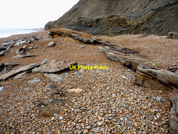 Photo 6"x4" Rocks on the beach near Shepherd's Chine Atherfield Green c2012