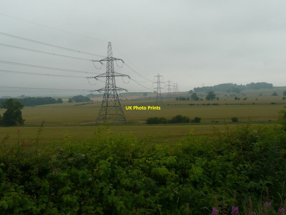 Photo 6"x4" Pylons march across arable land  Glanton c2012