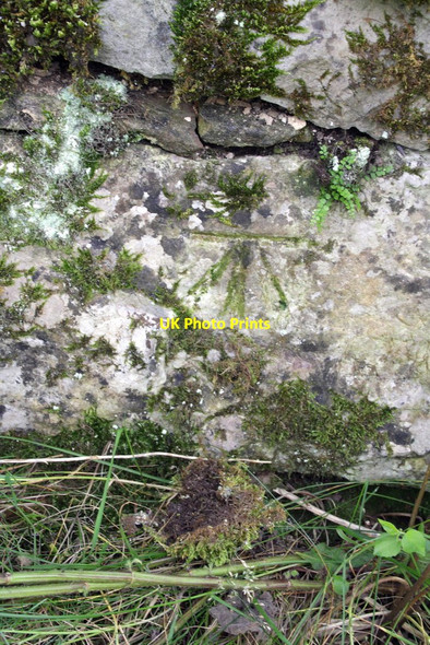 Photo 6"x4" Benchmark on wall at barn entrance, Raisgill Hubberholme c2012