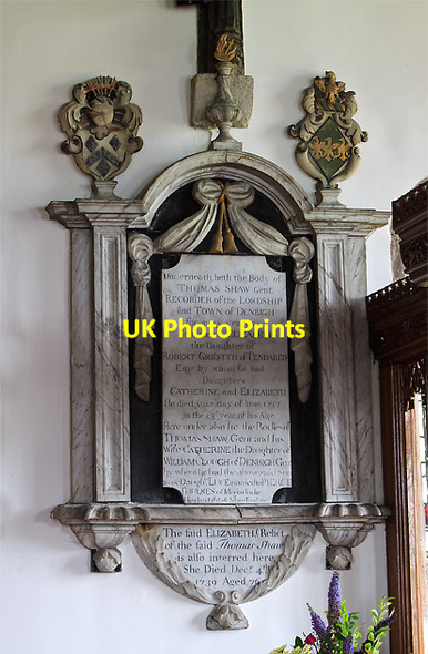 Photo 6"x4" St Marcella's church, Denbigh - monument to Thomas Shaw Denbigh\/Dinbych c2012