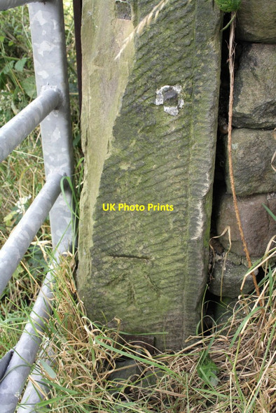 Photo 6"x4" Benchmark on gatepost on Sty Lane Bingley\/SE1139 c2012