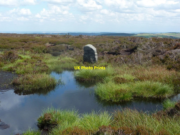 Photo 6"x4" Moorland pool and boundary stone Thornseat c2012