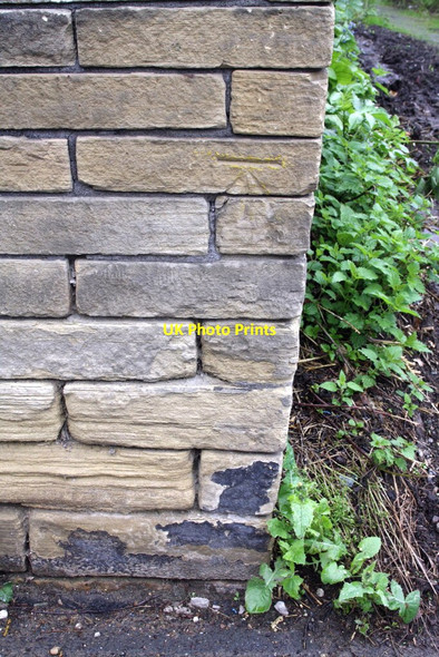 Photo 6"x4" Benchmark on boundary wall angle of #19 Priestthorpe Road Bingley\/SE1139 c2012