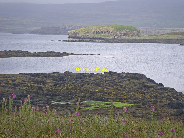 Photo 6"x4" Rocky backshore with Eilean Dubh beyond Colbost c2012