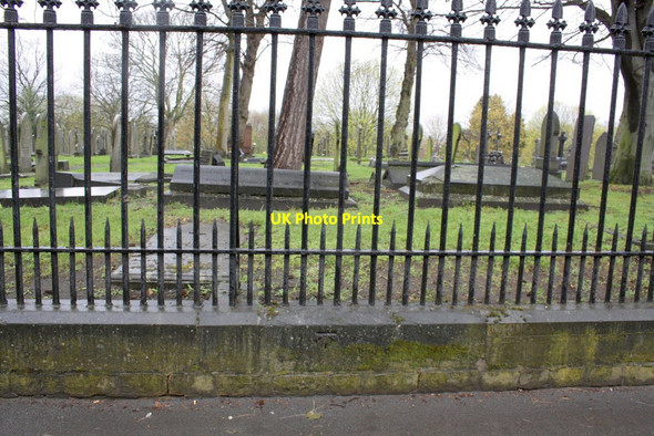 Photo 6"x4" Cemetery wall of Forest Road East with benchmark Nottingham\/SK5641 c2012