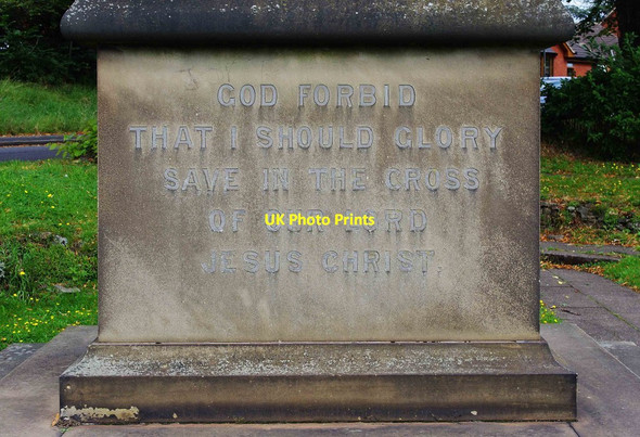Photo 6"x4" Inscription on base of cross, corner of Church Drive and Minster Road, Stourport-on-Severn Stourport-on-Severn c2012