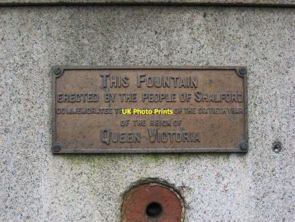 Photo 6"x4" Plaque on Queen Victoria Diamond Jubilee commemorative fountain,  Horsham Road, Shalford Guildford c2011