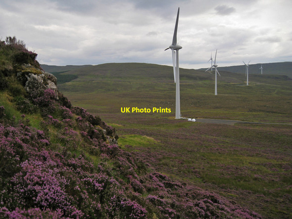 Photo 6"x4" Hillside and windfarm Blackhill\/NG3450 c2012