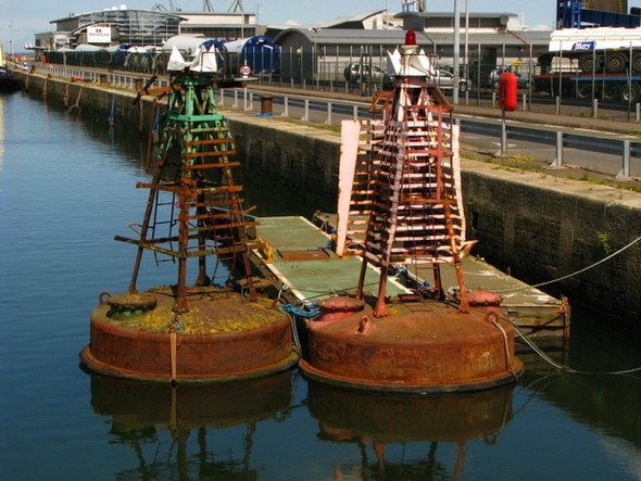 Photo 6"x4" Old navigation buoys, York Dock, Belfast Belfast c2008