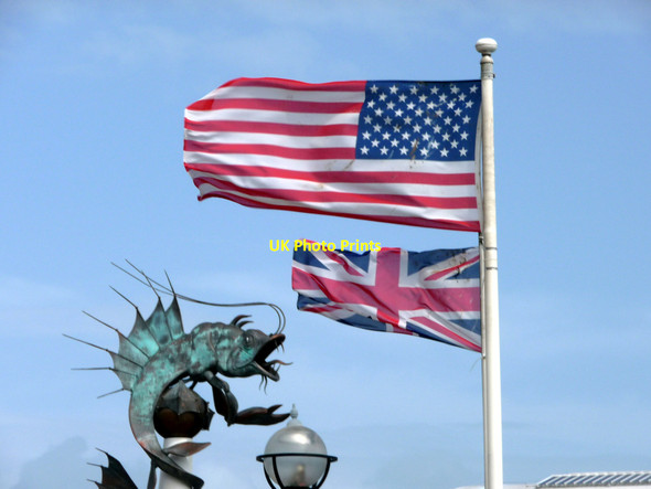Photo 6"x4" Flags Flying, Plymouth Harbour, Devon Mount Batten c2012