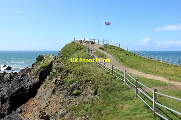 Photo 6"x4" Flagpole and viewpoint, Hartland Quay Stoke\/SS2324 c2012