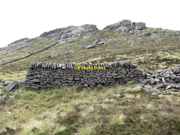 Photo 6"x4" Broken wall below the Summit Tor of Slieve Binnian Attical c2012