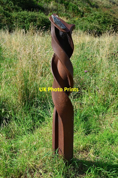 Photo 6"x4" Bronze trail marker, Berwickshire Coastal Path Eyemouth c2012