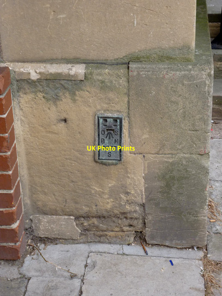 Photo 6"x4" Bench mark, Town Hall  Newark-on-Trent c2012