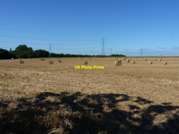 Photo 6"x4" Baled straw and pylons Wednesfield c2012
