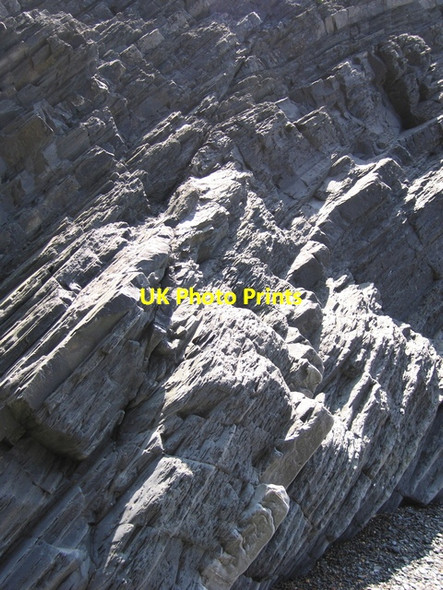 Photo 6"x4" Aberystwyth Grits - fault across strata Aberystwyth c2012