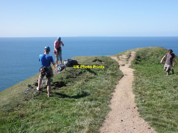 Photo 6"x4" Rock climbers, on Baggy Point Croyde Bay\/SS4339 c2012