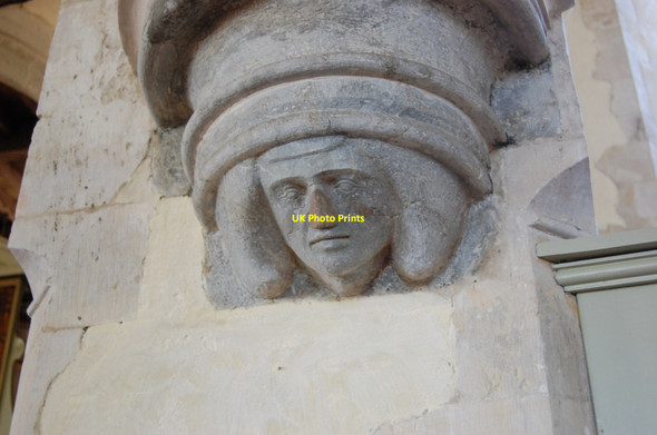 Photo 6"x4" Carved head, St Matthew's church, Warehorne Warehorne c2012